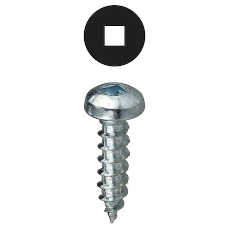 Sheet Metal Screw, #8 X 3/4 In, Zinc Plated Steel Pan Head Square Drive, 500 PK